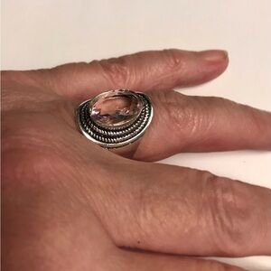 Kunzite Stamped 925 Sterling Silver Ring